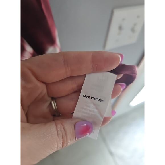 TruCloth Burgundy Tie Dye Open Front Cardigan Summer Kimono Top Womans One Size - Picture 5 of 5